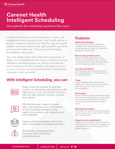 Carenet Health Intelligent Scheduling